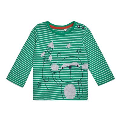 bluezoo Baby boys' green monkey and rocket applique top